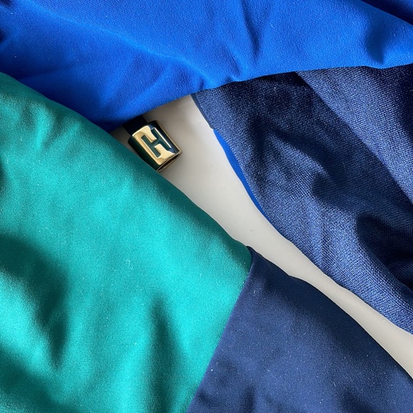 NWT (L) HEIDI KLUM reversible color block V string bikini bottom 10 navy blues - Picture 12 of 13